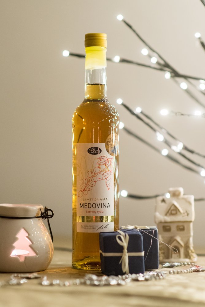 Vánoční degustační sada medovin - Jiskřivá medovina s červeným rybízem 0,5l - limitovaná edice