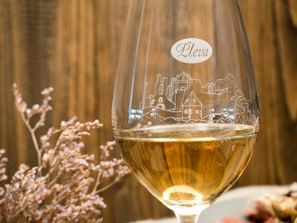 Mead glasses from Pleva - Honigweinglas: 1 pc with wavy lines + 1 pc with a castle