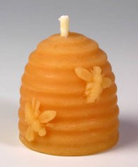 Beeswax candle, Hand Poured - beehive with bees