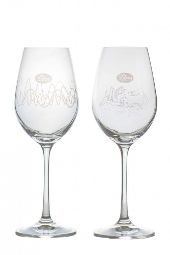Mead glasses from Pleva - Honigweinglas: 1 pc with wavy lines + 1 pc with a castle