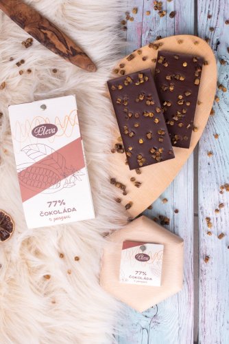 Hořká čokoláda s pergou 77% - Hmotnost: 50 g