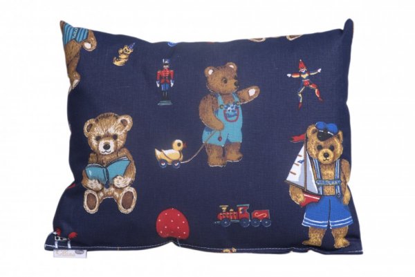 Children's herb pillow, large - Vzor dětského bylinného polštářku: D55 Medvědi na modrém
