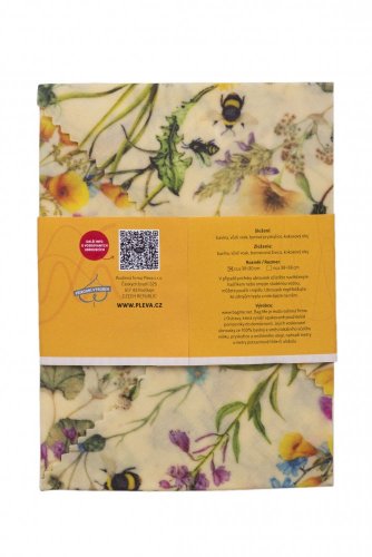 Bienenwachstuch 30x30 - Farbe: Wiesenblumen mit Insekten