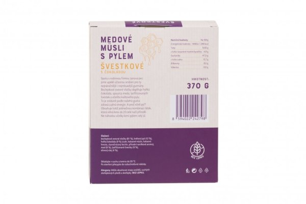 Medové müsli s pylem – švestky s čokoládou
