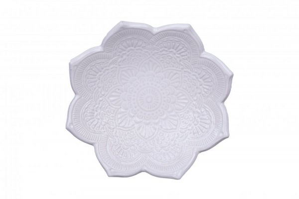 Kerzenhalter aus Keramik - mandala - Farbe: weiß