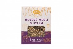 Honey muesli with pollen - plums with chocolate