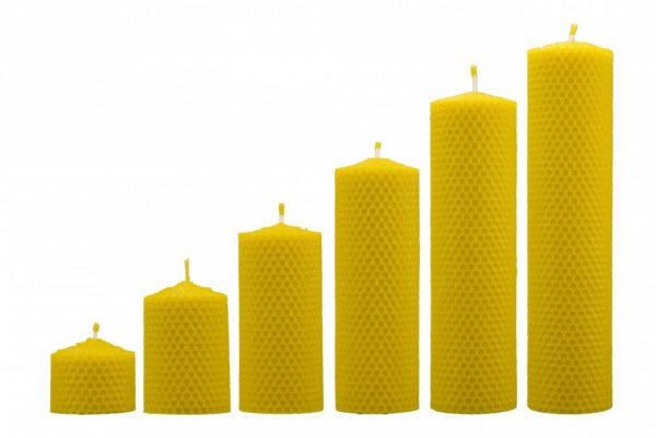 Svíčka ze včelího vosku Pleva, šíře 50mm, různé výšky - Výška svíčky: 200 mm