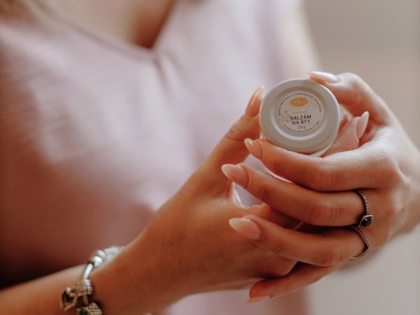 Lip balm with honey in a pot