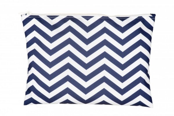 Children's natural cosmetics in a pouch - Pattern: Blue and white zigzag stripes