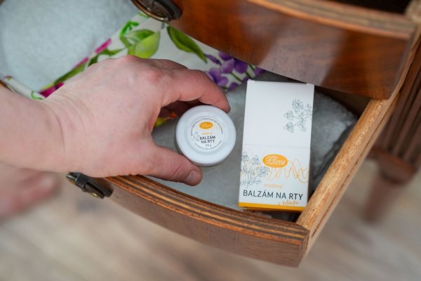 Lip balm with honey in a pot