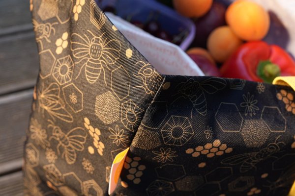 Waschbare Tasche aus robustem Material, verschiedene Muster - Muster: Blau-weiße Zickzack-Streifen