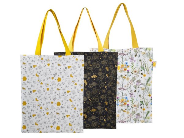 Cotton shopping bag, various patterns - Pattern: Dark bee design