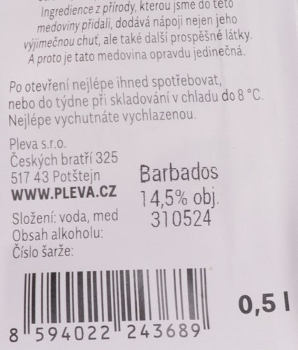 Medovina z Potštejna zrající v sudu po rumu z Barbadosu 0,5l – limitovaná edice