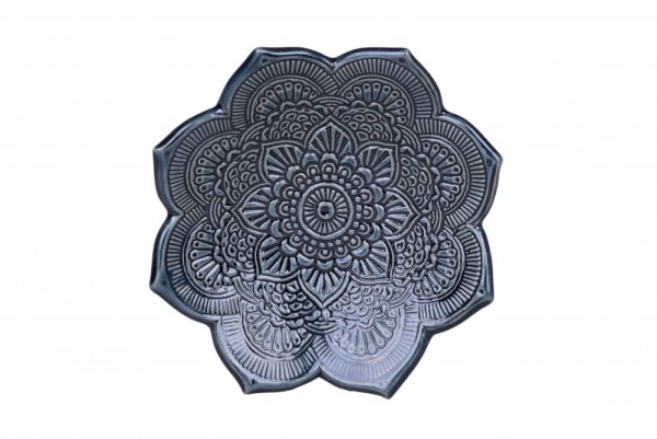 Kerzenhalter aus Keramik - mandala - Farbe: Sturmblau