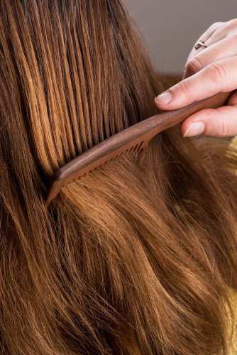 Wooden comb with handle, handmade