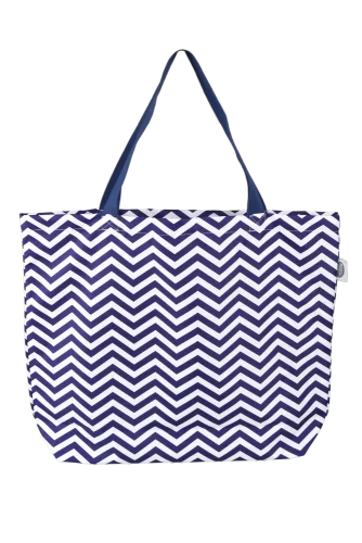 Waschbare Tasche aus robustem Material, verschiedene Muster - Muster: Blau-weiße Zickzack-Streifen