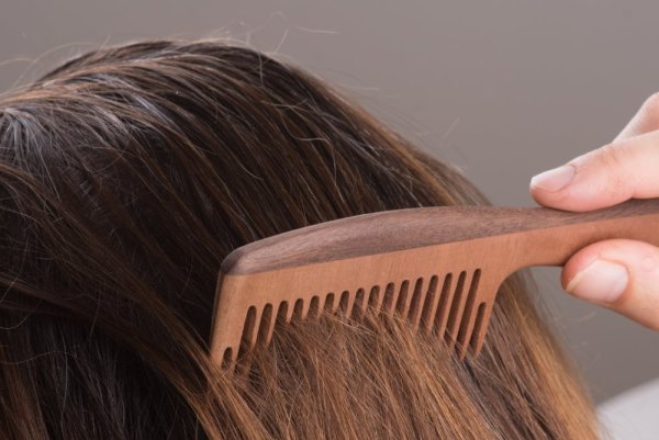 Wooden comb with handle, handmade