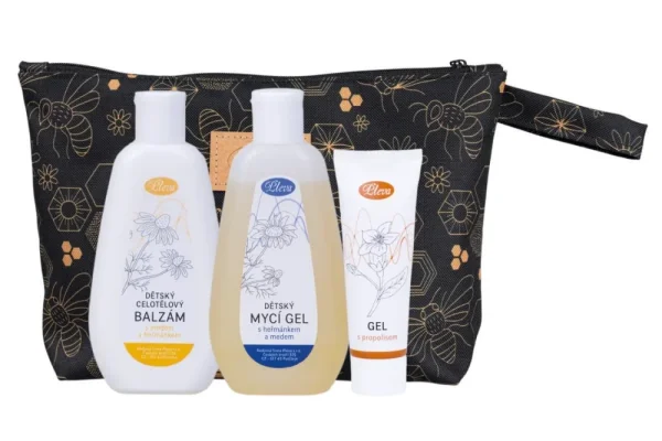 Children's natural cosmetics in a pouch, various patterns - Pattern: Bee design by Hana Foff Plevová