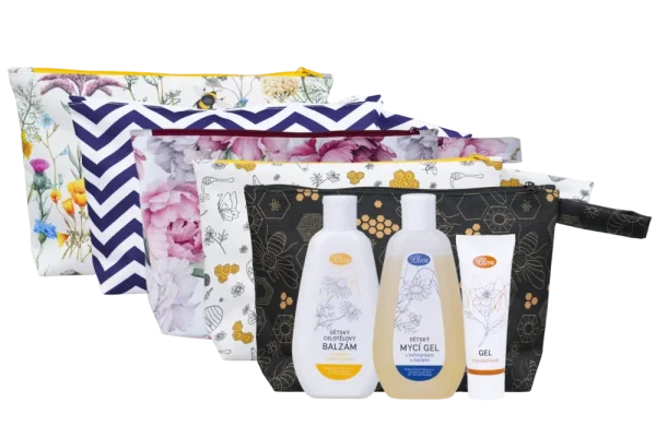 Children's natural cosmetics in a pouch, various patterns - Pattern: Bee design by Hana Foff Plevová