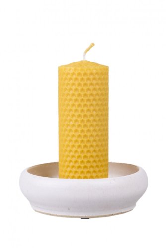Kerzenhalter aus Keramik - cremefarbene Schale