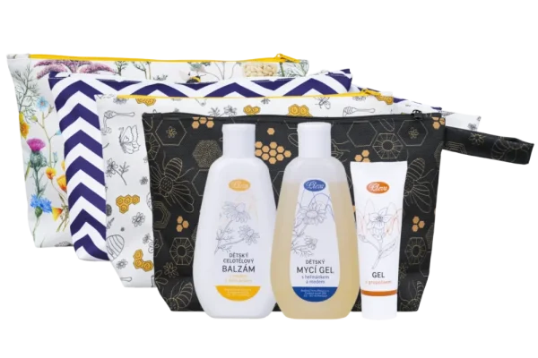 Children's natural cosmetics in a pouch, various patterns - Pattern: Bee design by Hana Foff Plevová