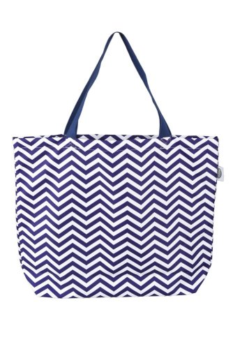 Washable bag made of durable material, various patterns - Pattern: Blue and white zigzag stripes