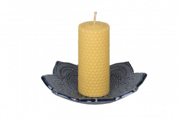 Kerzenhalter aus Keramik - mandala - Farbe: Sturmblau