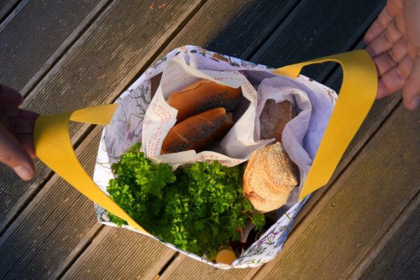 Waschbare Tasche aus robustem Material, verschiedene Muster - Muster: Blau-weiße Zickzack-Streifen