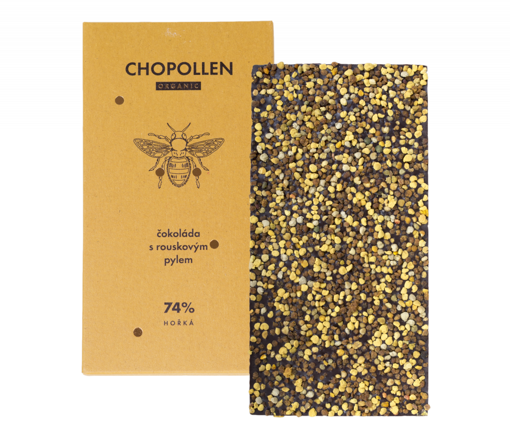 Chopollen - BIO hořká čokoláda s rouskovým pylem 74 %, 85 g