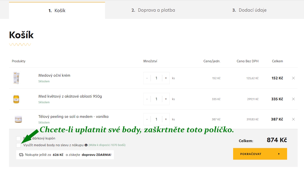 Jak uplatnit věrnostní body slevou na další nákup v Pleva