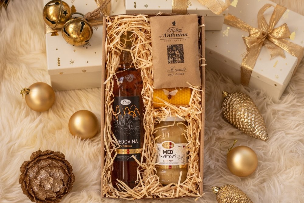 univerzální vánoční dárková sada Voňavé chvíle s medovým punčem, Pleva