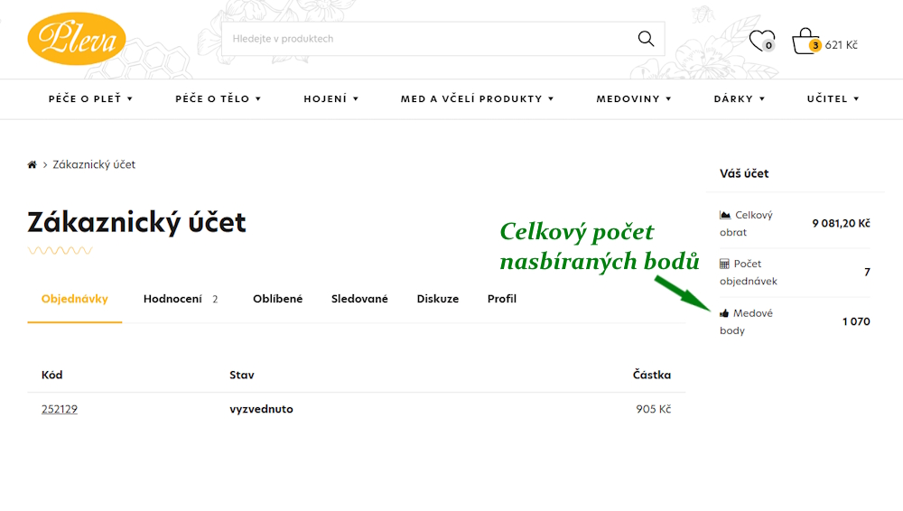 Jak zjistit počet získaných věrnostních bodů Pleva