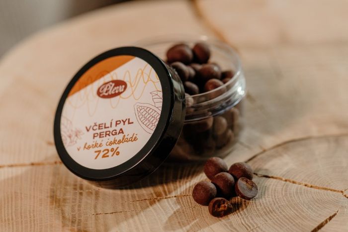 Včelí pyl perga v 72% hořké čokoládě