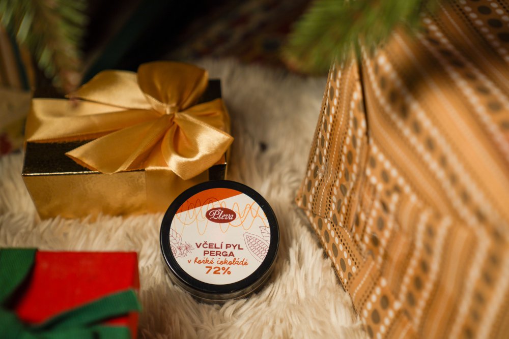 Včelí pyl perga v 72% hořké čokoládě, Pleva