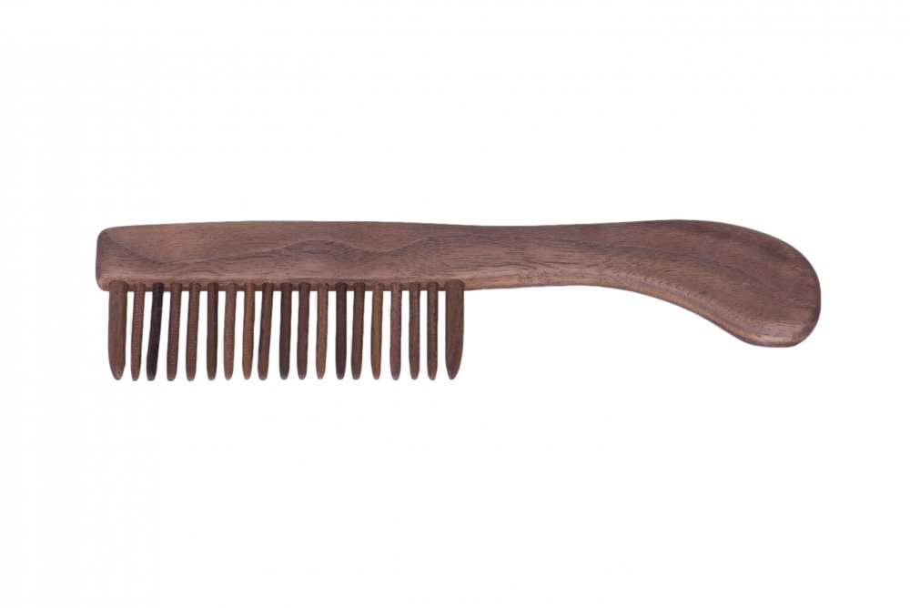 Pleva - Dřevěný hřeben s rukojetí, ruční výroba, 20 cm