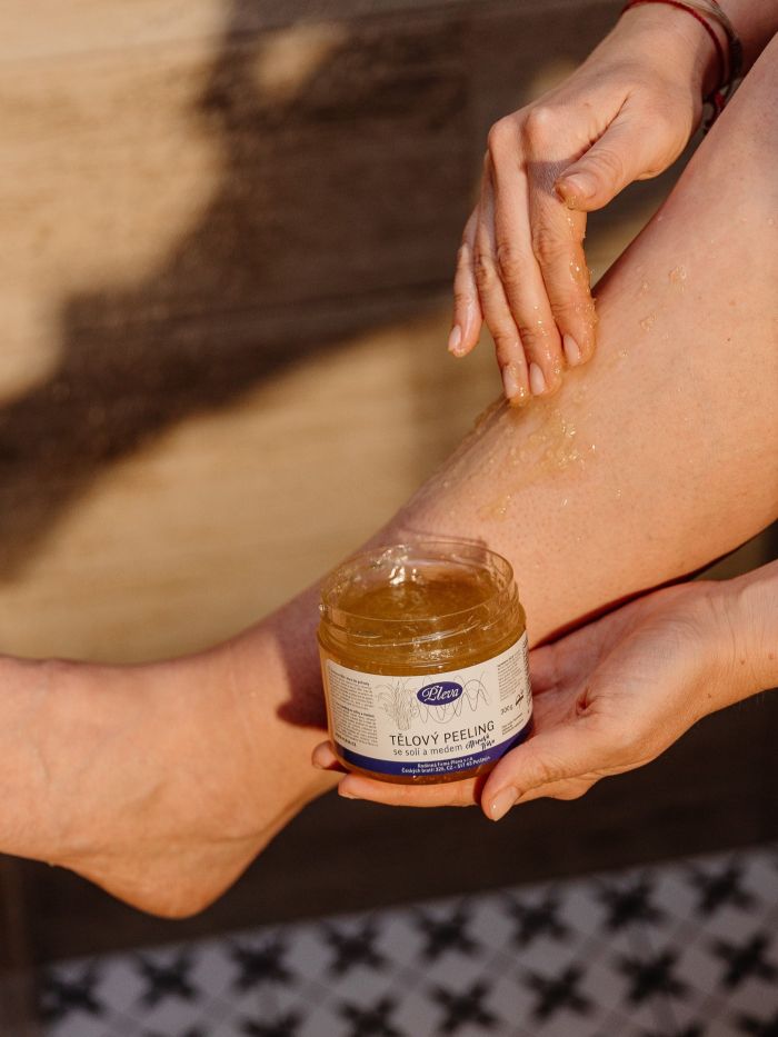 Tělový peeling se solí a medem - citronová tráva, Pleva
