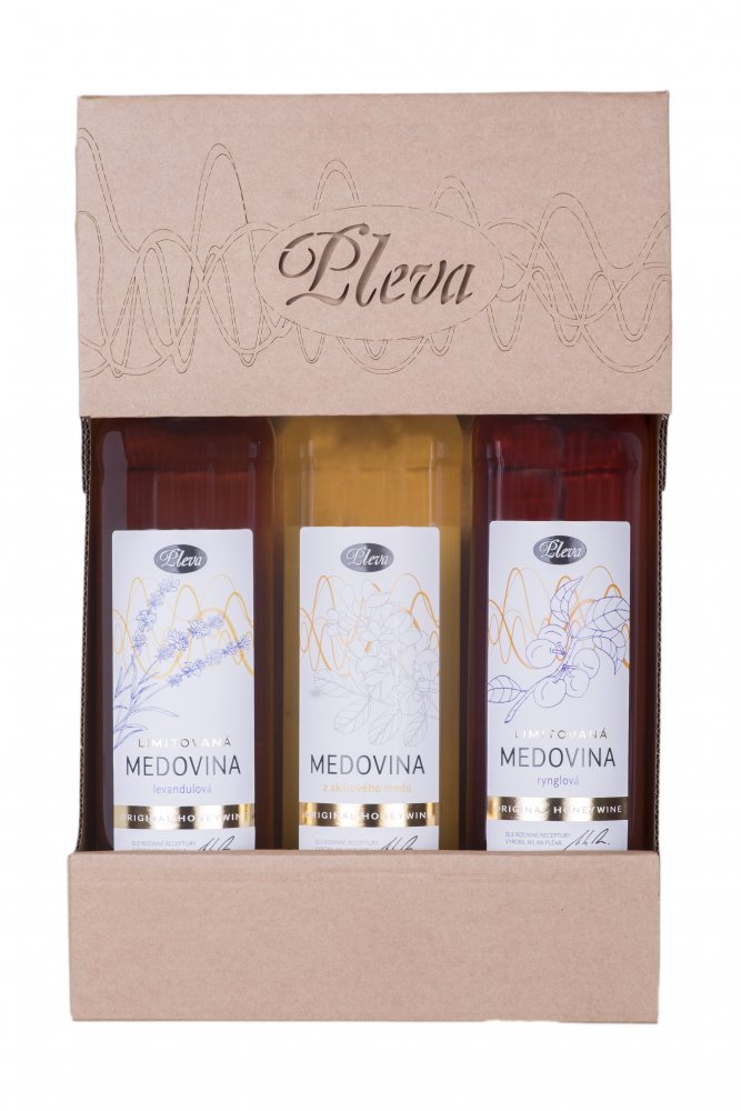 Pleva - Dárková odnosná krabice na tři medoviny